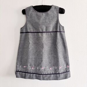 Cherokee Sz 3T Navy Sleeveless Jumper Embroidered Flowers Navy Trimming Classic